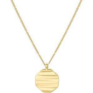 Sunset Coin Necklace 17 1/8" - 18k Gold Plated Brass - Unique Sunset Design - Sp